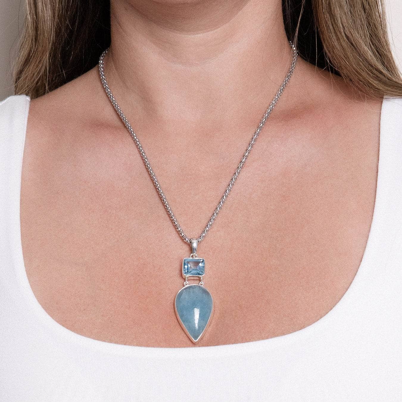 Aquamarine & Blue Topaz Pendant Necklace Aquamarine & Blue Topaz Pendant Necklace