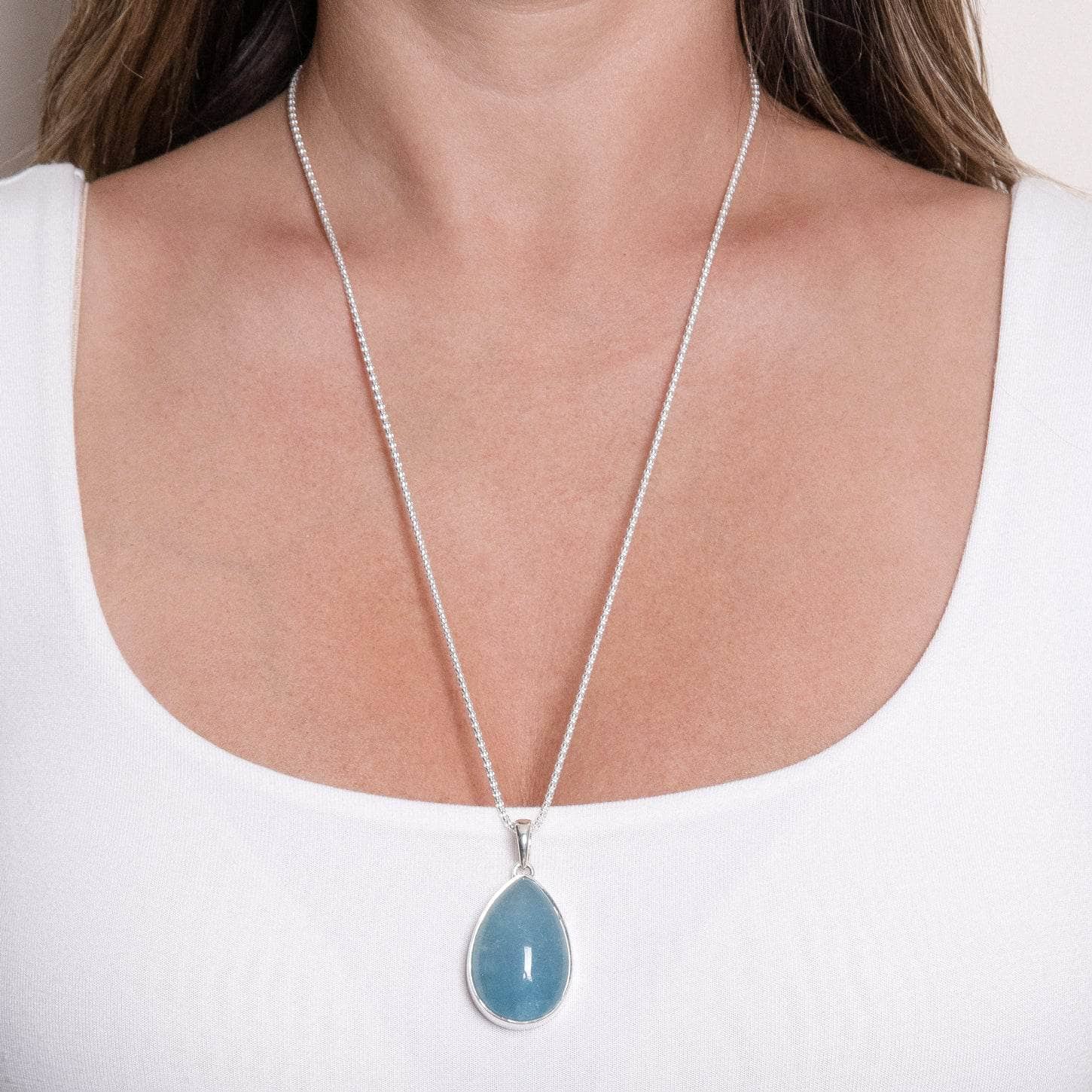 Aquamarine Teardrop Pendant Necklace Aquamarine Teardrop Pendant Necklace