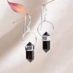 Black Tourmaline Crystal Point Earrings