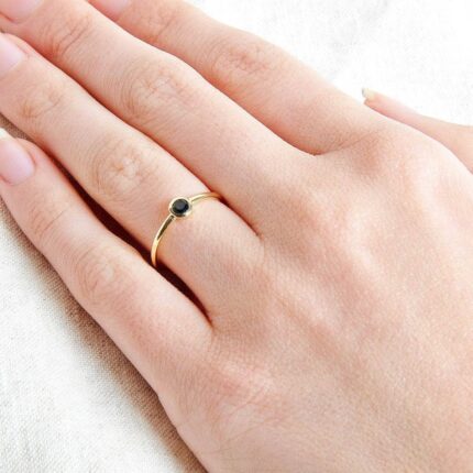 Black Tourmaline Silver, Gold or Rose Gold Ring