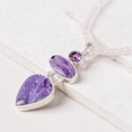 Charoite & Amethyst Pendant Necklace