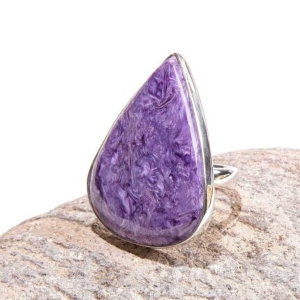 Charoite Teardrop Gemstone Ring - Adjustable 7-9 - 1 of a Kind