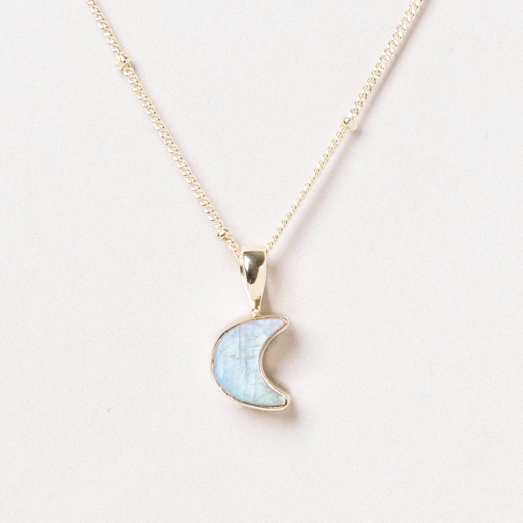 Crescent Moon Raw Gemstone Necklace Crescent Moon Raw Gemstone Necklace