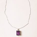 Faceted Square Amethyst Gemstone Necklace