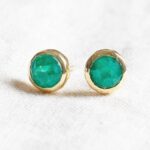 Green Jade Silver or Gold Stud Earrings