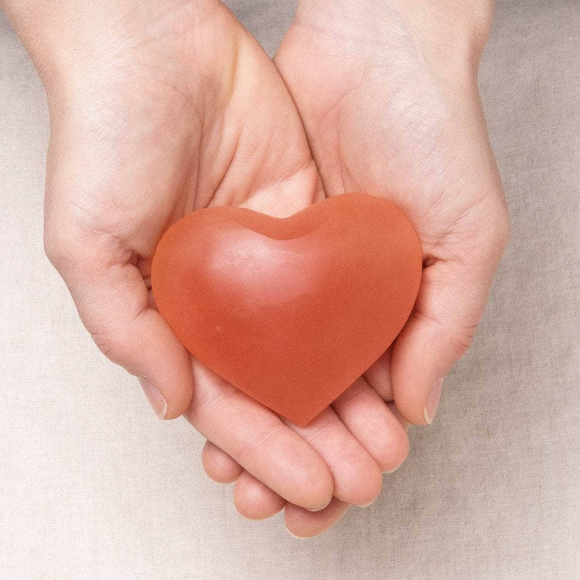 Peach Selenite Heart Peach Selenite Heart