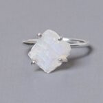Rainbow Moonstone Raw Freeform Gold or Silver Ring