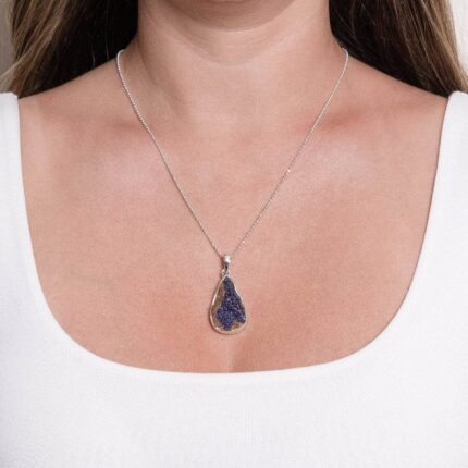 Rare Azurite Druzy Pendant Necklaces