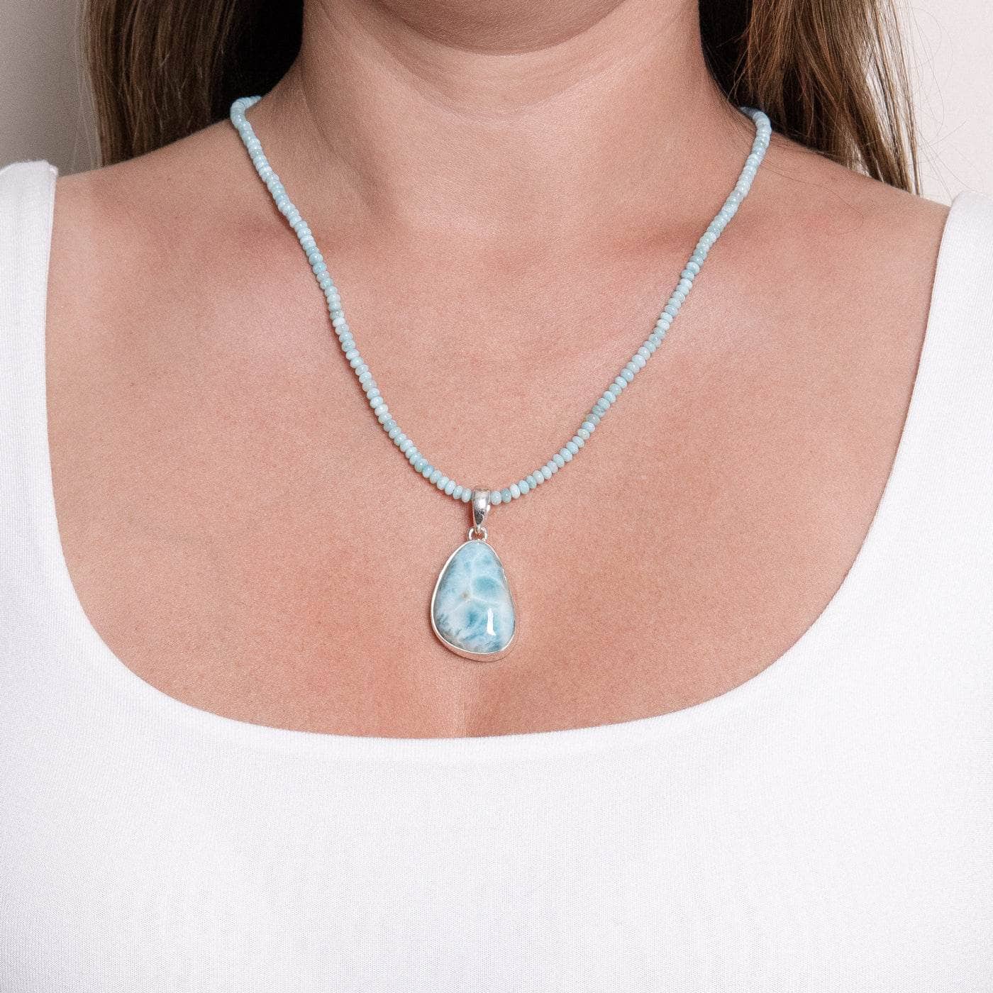 Rare Genuine Larimar Pendant Necklace Rare Genuine Larimar Pendant Necklace