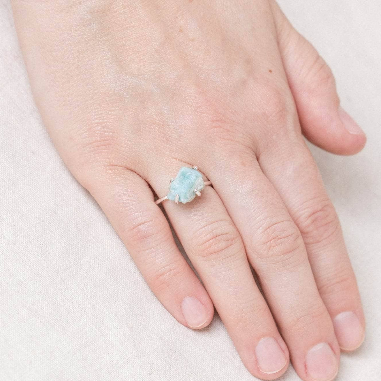 Rare Genuine Larimar Raw Freeform Gold or Silver Ring Rare Genuine Larimar Raw Freeform Gold or Silver Ring