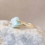 Rare Genuine Larimar Raw Freeform Gold or Silver Ring