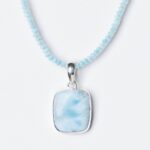 Rare Genuine Larimar Square Pendant Necklace