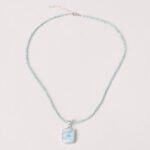 Rare Genuine Larimar Square Pendant Necklace