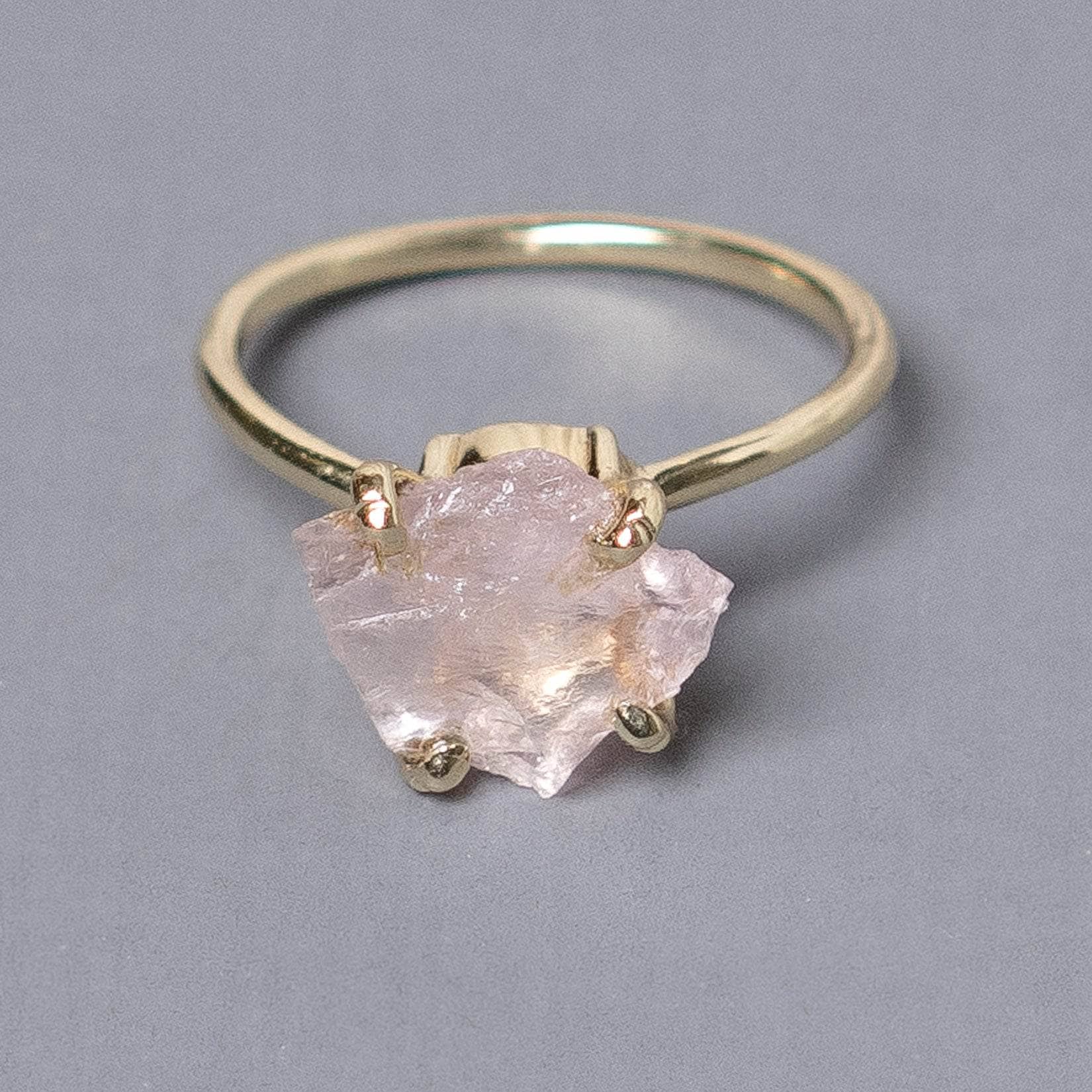Rose Quartz Raw Freeform Gold or Silver Ring Rose Quartz Raw Freeform Gold or Silver Ring