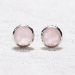 Rose Quartz Silver or Gold Stud Earring