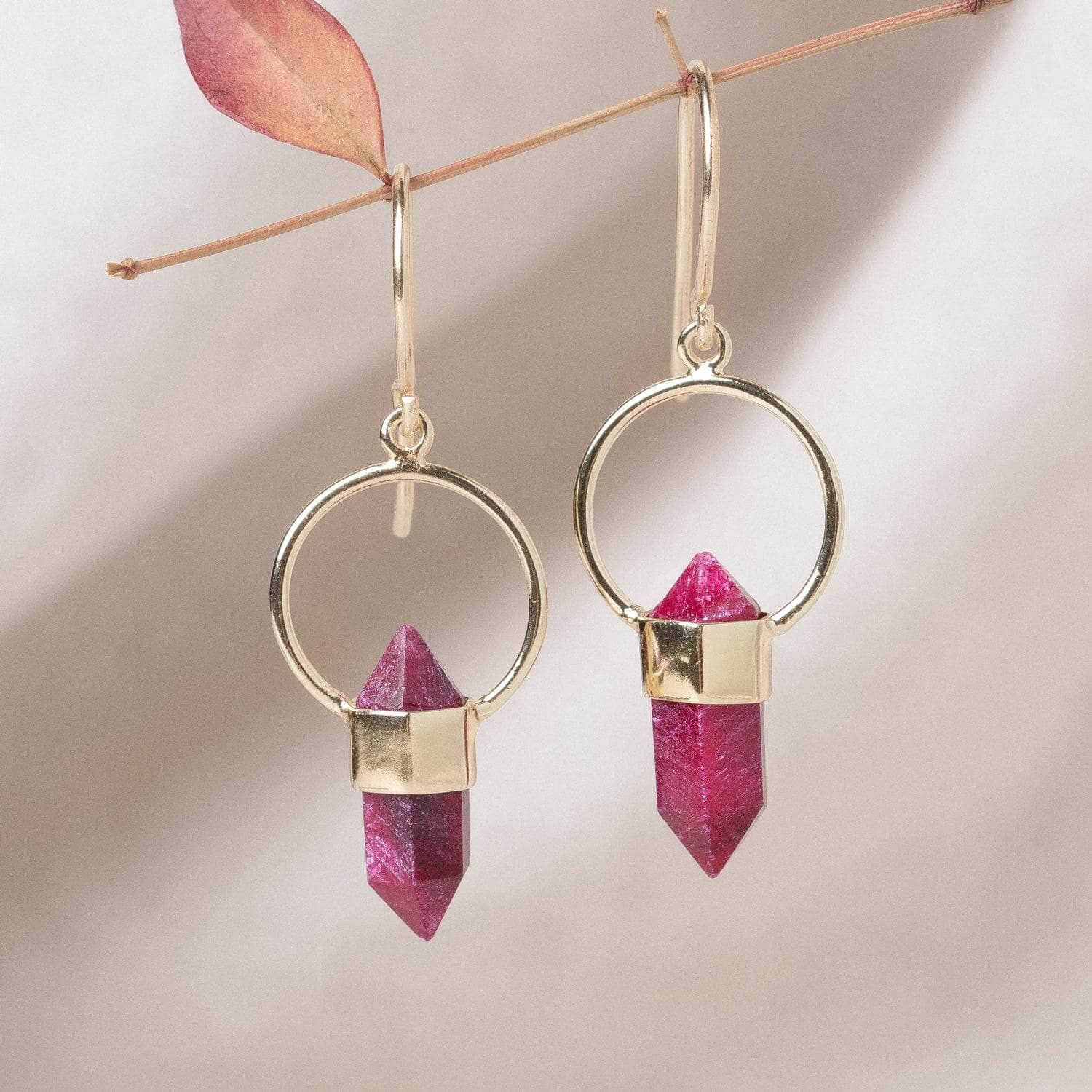 Ruby Crystal Point Earrings Ruby Crystal Point Earrings