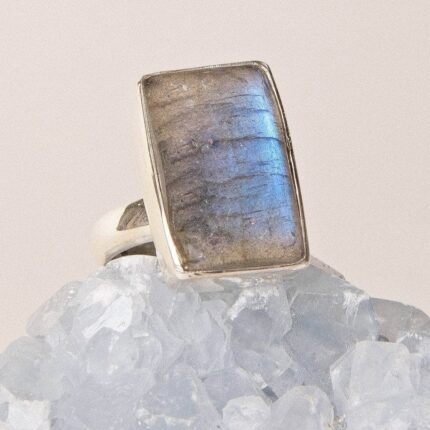 Square Labradorite Gemstone Ring - Adjustable