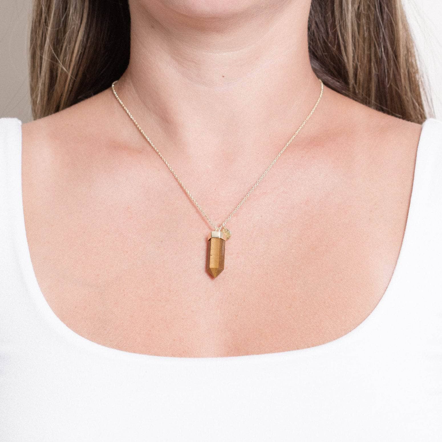 Tiger Eye Crystal Point Necklace Tiger Eye Crystal Point Necklace