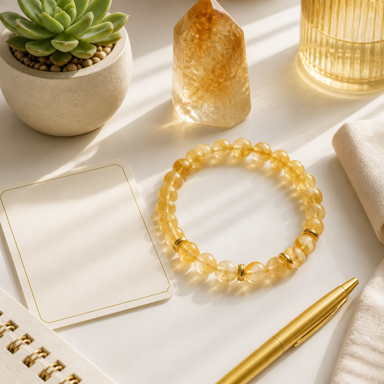 Citrine bracelet with creative planning workspace