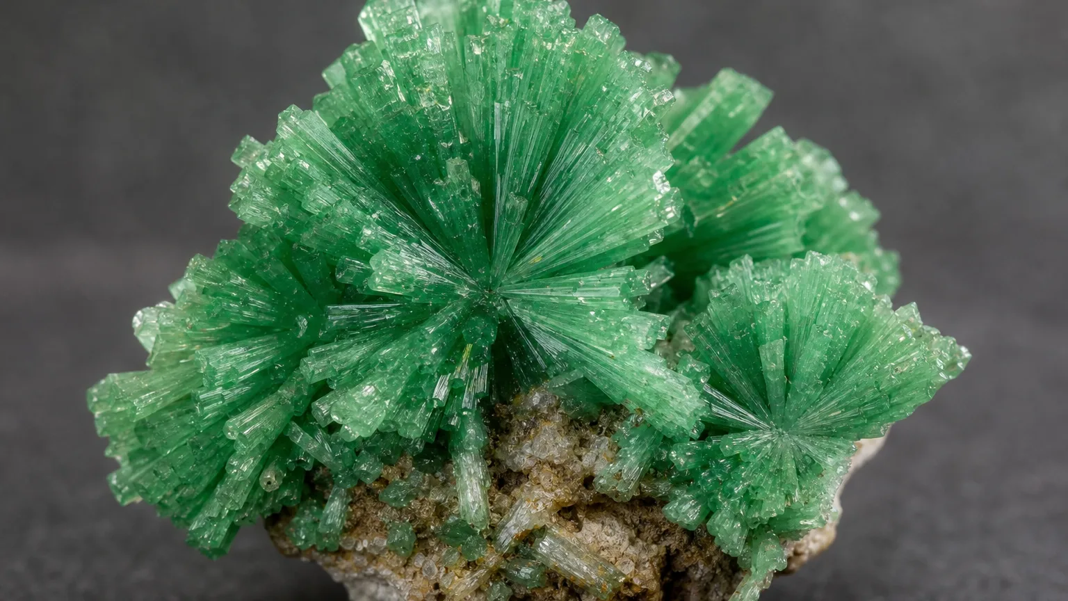 Adamite radiating cluster specimen for display
