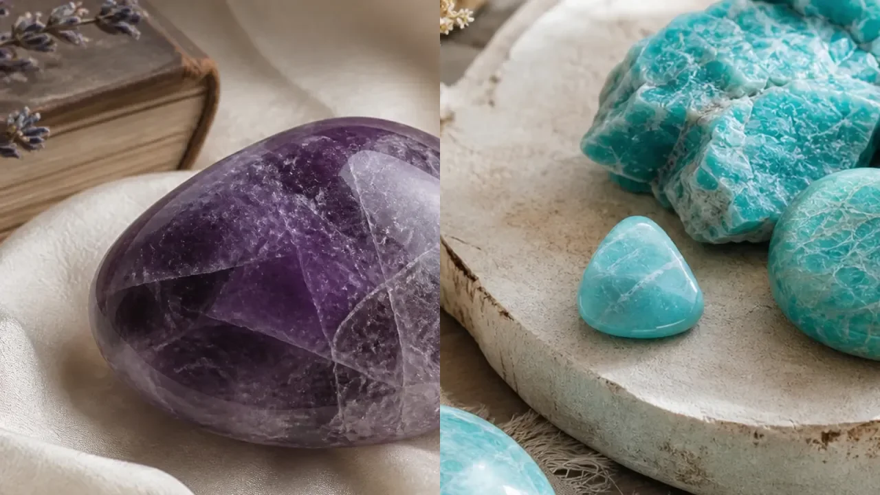 Amethyst and Amazonite combination for crystal pairing