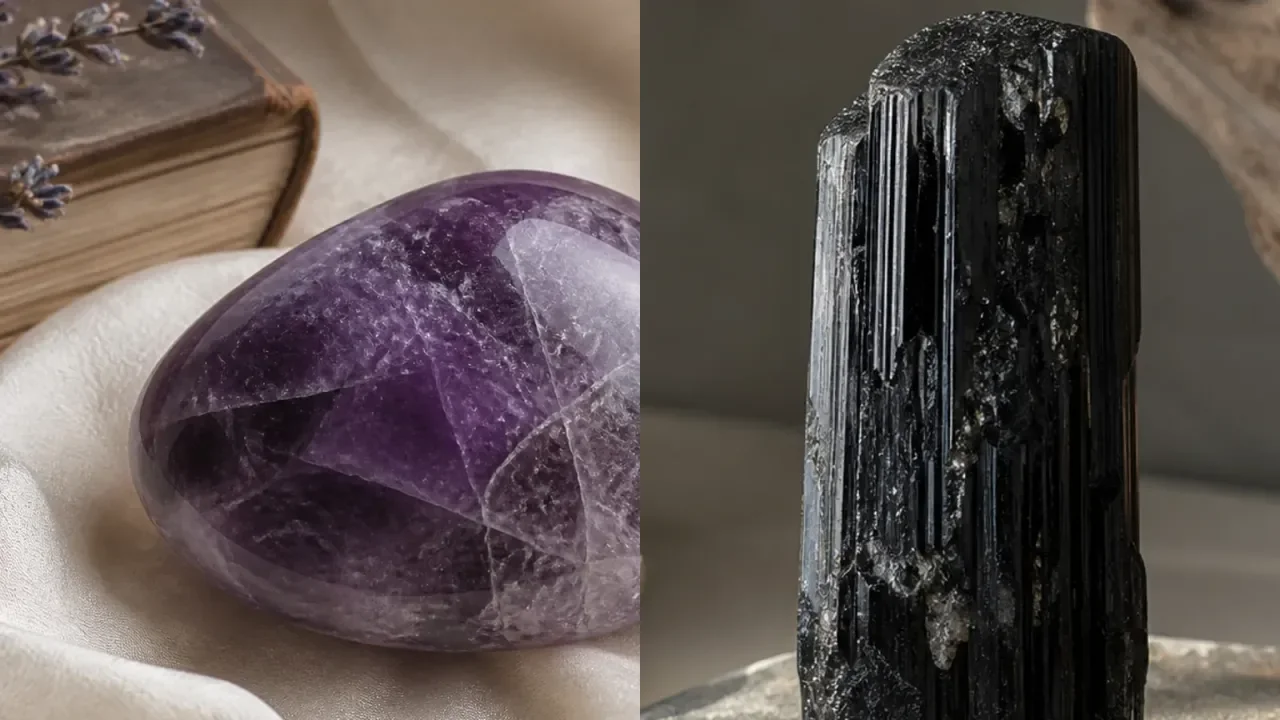 Amethyst and Black Tourmaline combination for crystal pairing