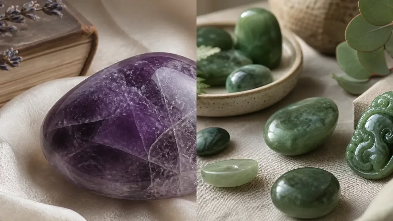 Amethyst and Jade combination for crystal pairing