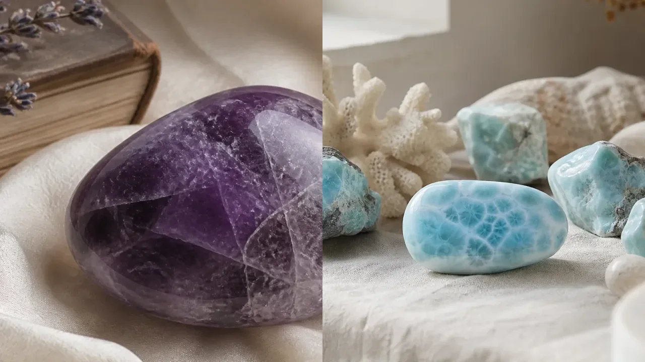 Amethyst and Larimar combination for crystal pairing