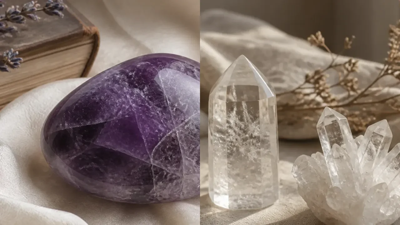 Amethyst and Quartz combination for crystal pairing