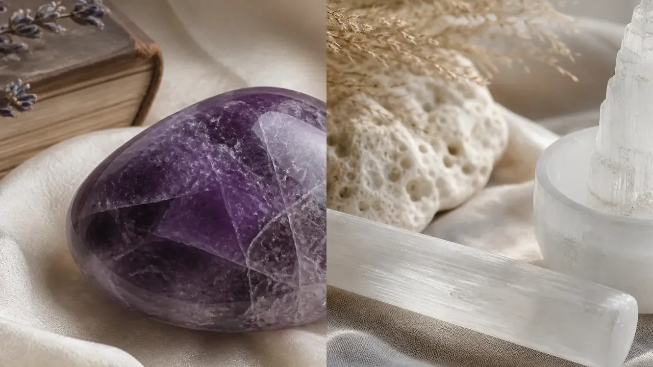 Amethyst and Selenite combination for crystal pairing