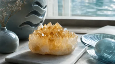 Aquarius June 2026 monthly horoscope with Citrine as crystal of the month, zodiac symbol ♒