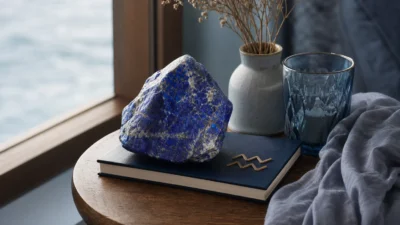 Aquarius November 2026 monthly horoscope with Lapis Lazuli as crystal of the month, zodiac symbol ♒
