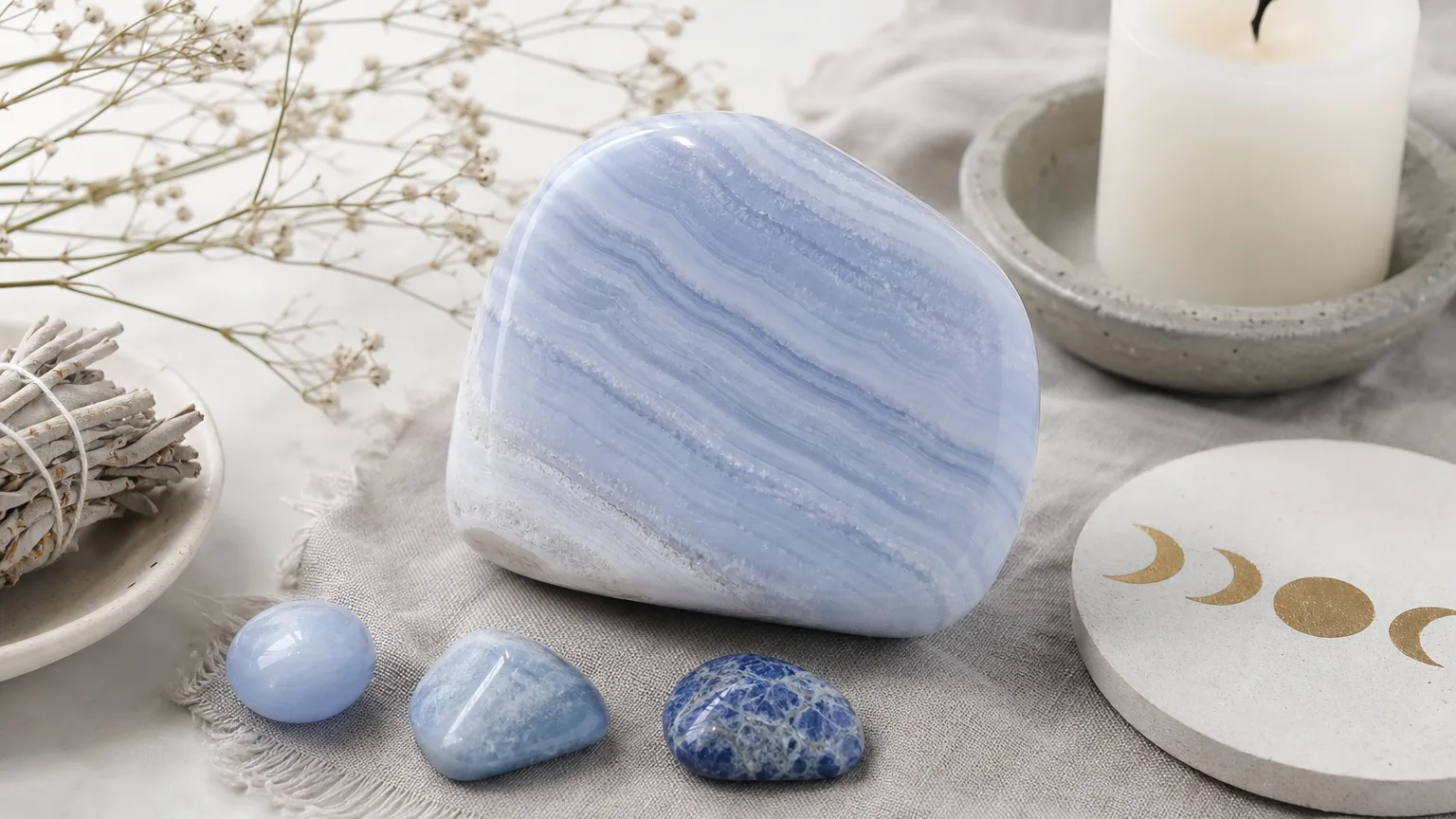 Monthly crystal ritual for Aquarius October 2026 using Blue Lace Agate