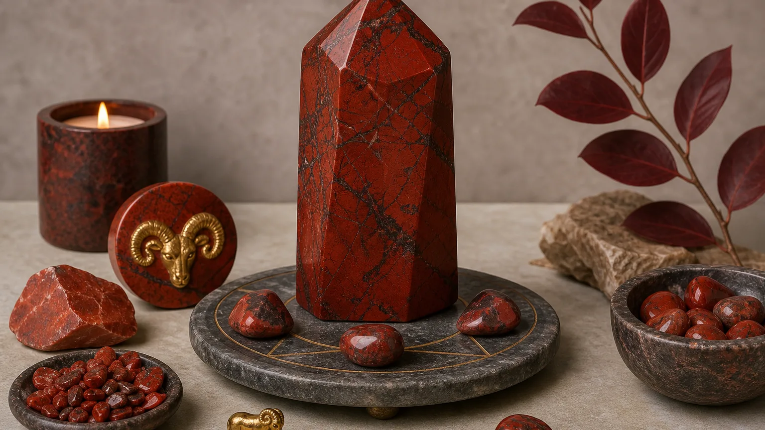 Year-long crystal ritual for Aries 2026 using Red Jasper