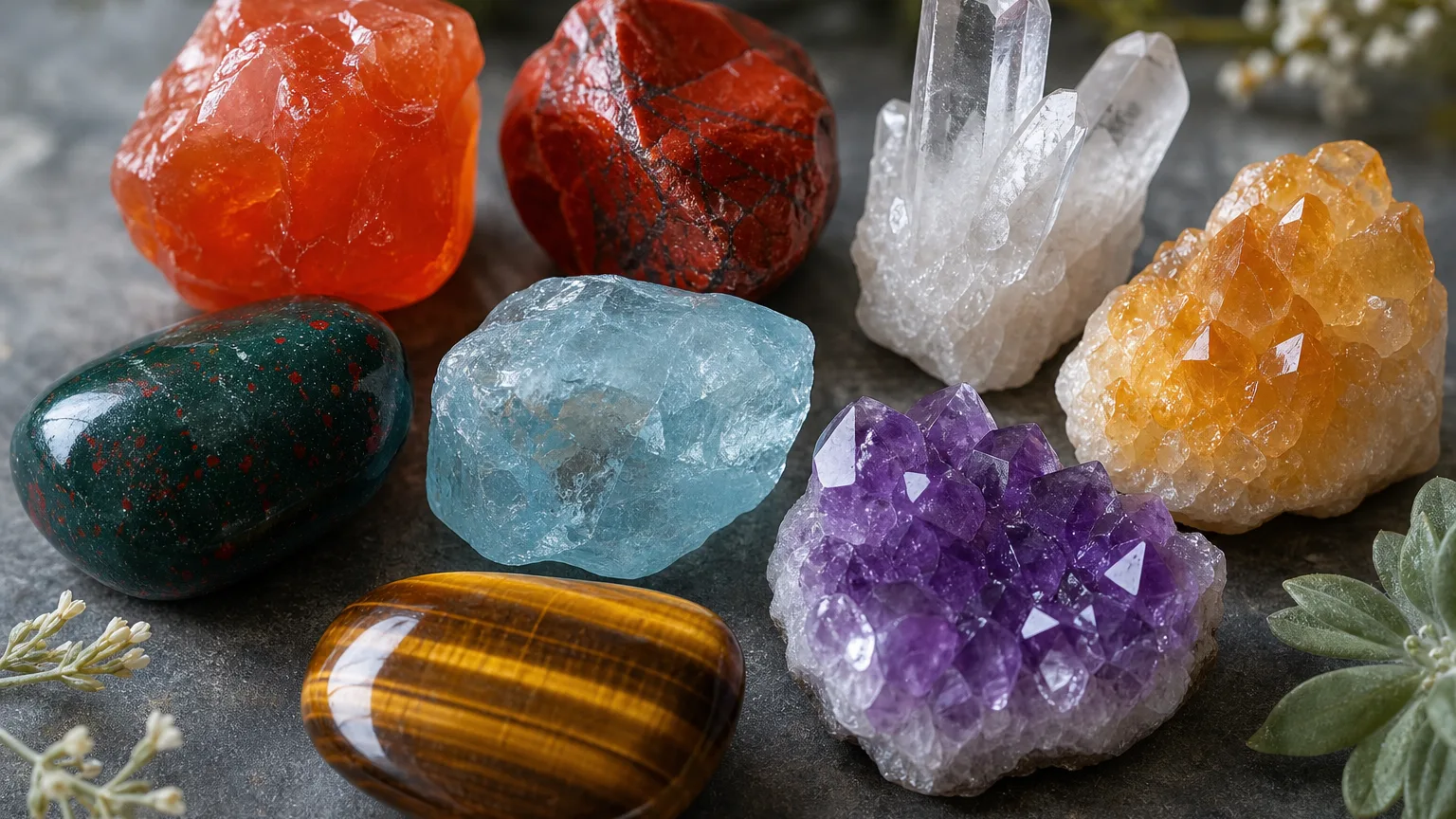 Best Crystals for Aries: Complete Guide to Aries Birthstones & Stones 1 The 8 best crystals for Aries shown together