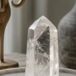 Aries February 2026 monthly horoscope with Clear Quartz as crystal of the month, zodiac symbol ♈
