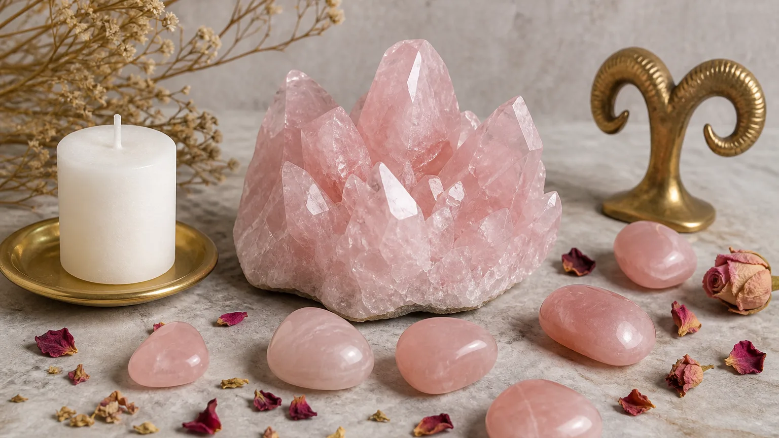 Monthly crystal ritual for Aries July 2026 using Rose Quartz