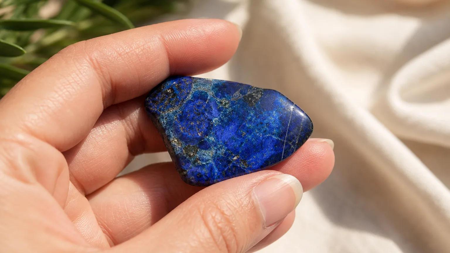 Azurite Meaning: Healing Properties & Uses 4 Azurite held for intuition and insight