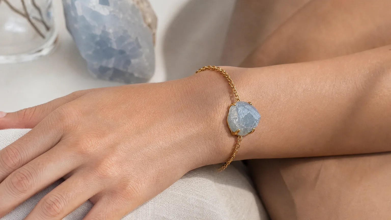 Caledonite Meaning: Healing Properties & Uses 4 Caledonite kept as a calm display piece