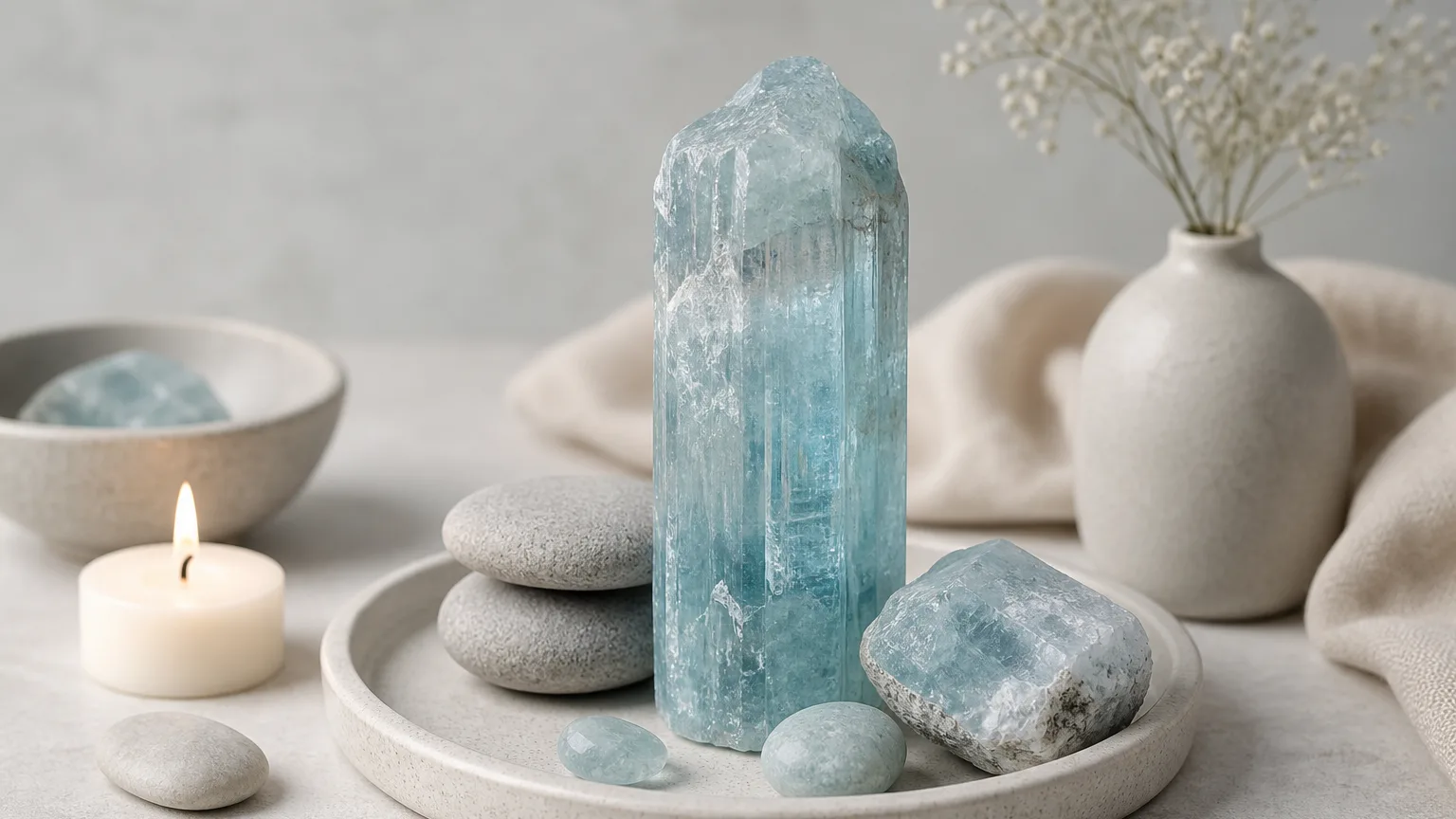 Monthly crystal ritual for Cancer April 2026 using Aquamarine