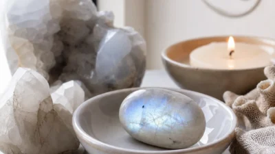Cancer March 2026 monthly horoscope with Moonstone as crystal of the month, zodiac symbol ♋