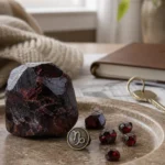 Capricorn 2026 yearly horoscope with Garnet as crystal of the year, zodiac symbol ♑, representing home, family, and career foundation