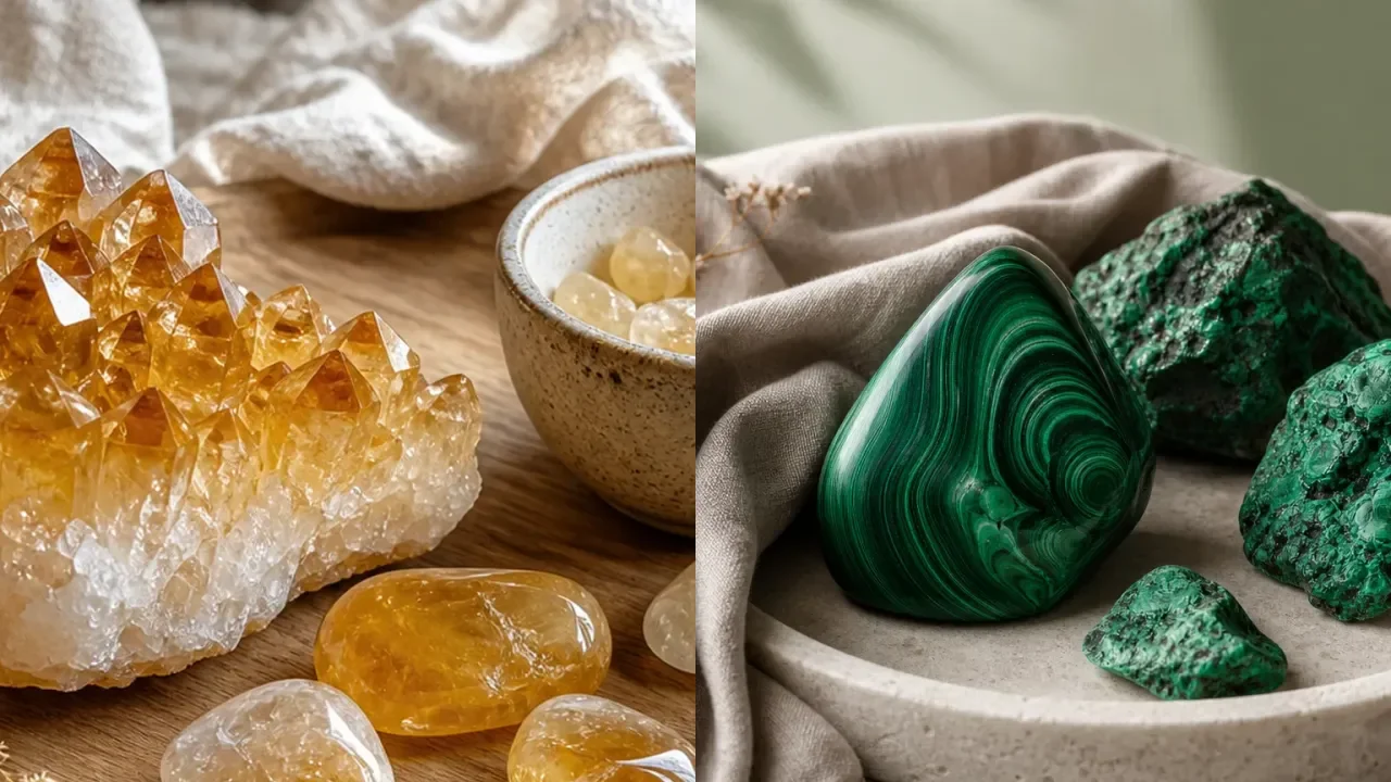 Citrine and Malachite combination for crystal pairing