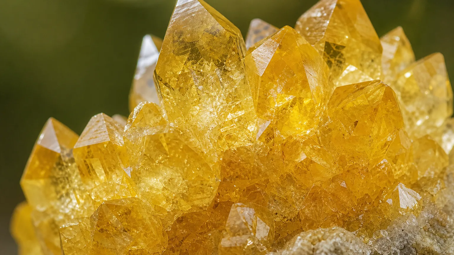 Citrine meaning guide with yellow crystal cluster