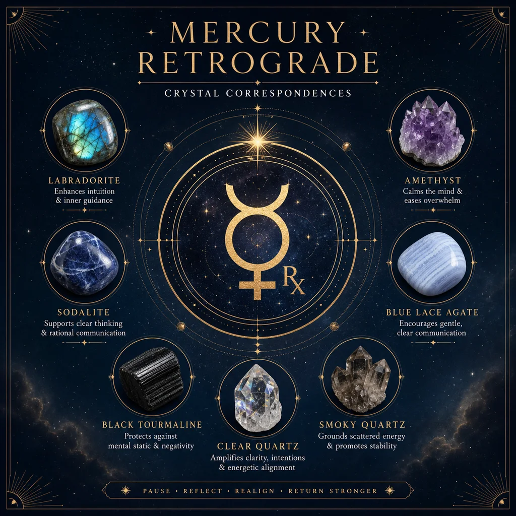 Mercury Retrograde crystal correspondences diagram