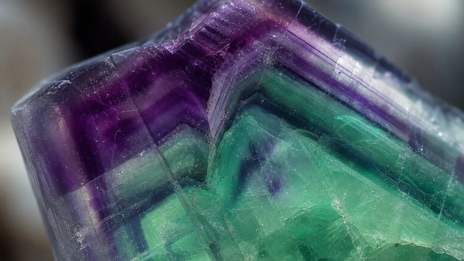 Fluorite Meaning: Healing Properties & Uses 2 Rainbow fluorite color zoning bands close-up