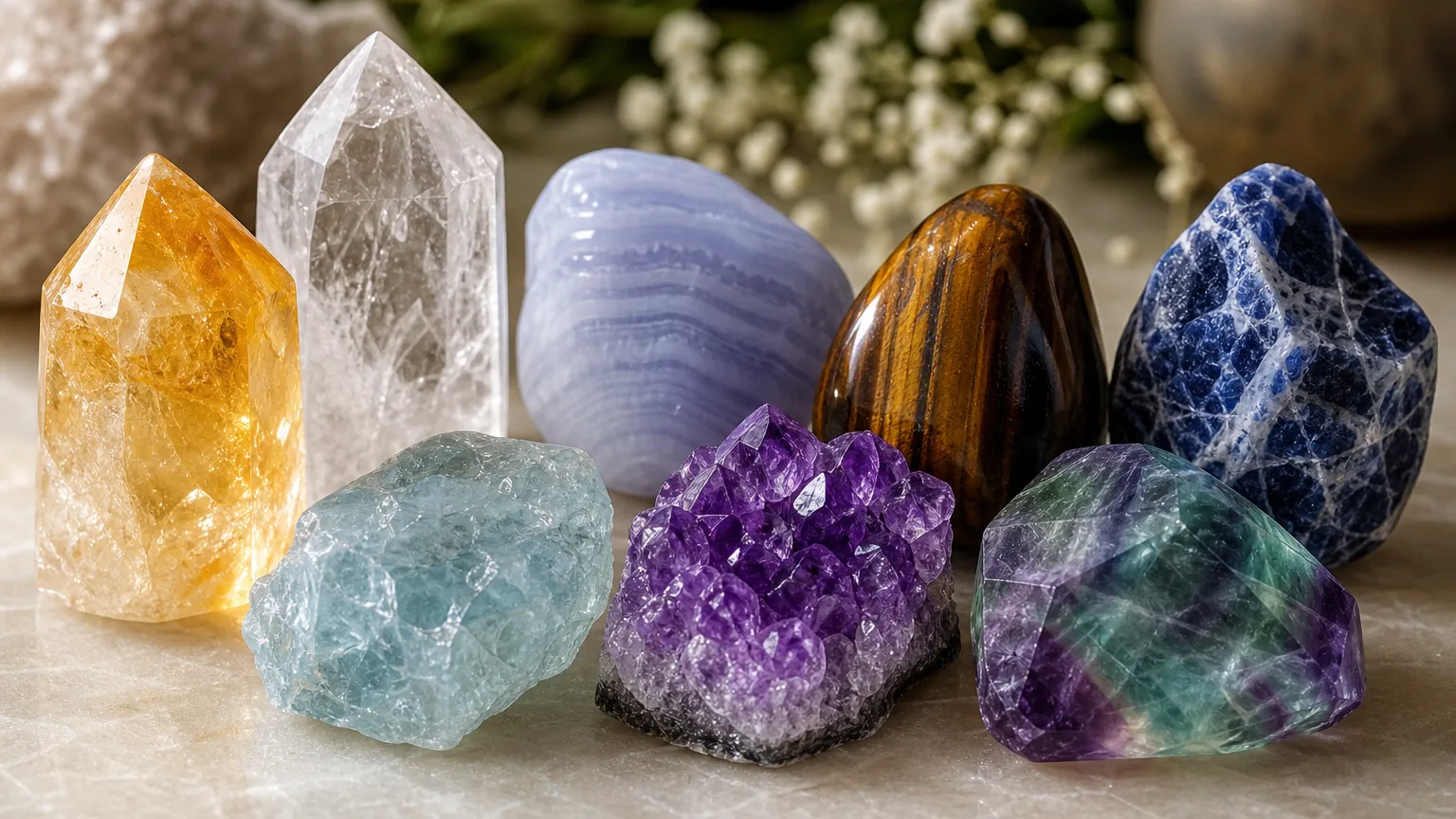The 8 best crystals for Gemini shown together