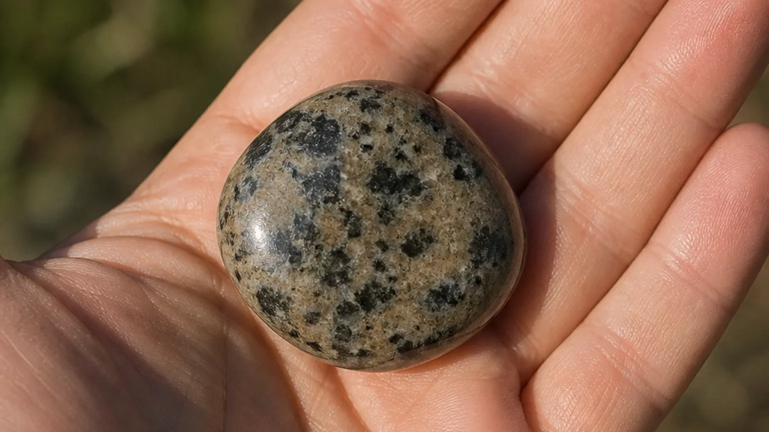 Granite tumbled palm stone for grounding