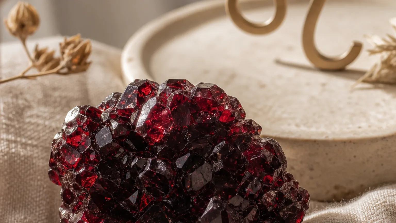 Leo January 2026 monthly horoscope with Garnet as crystal of the month, zodiac symbol ♌