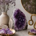 Leo March 2026 monthly horoscope with Amethyst as crystal of the month, zodiac symbol ♌